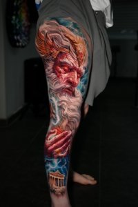 color tattoo full leg