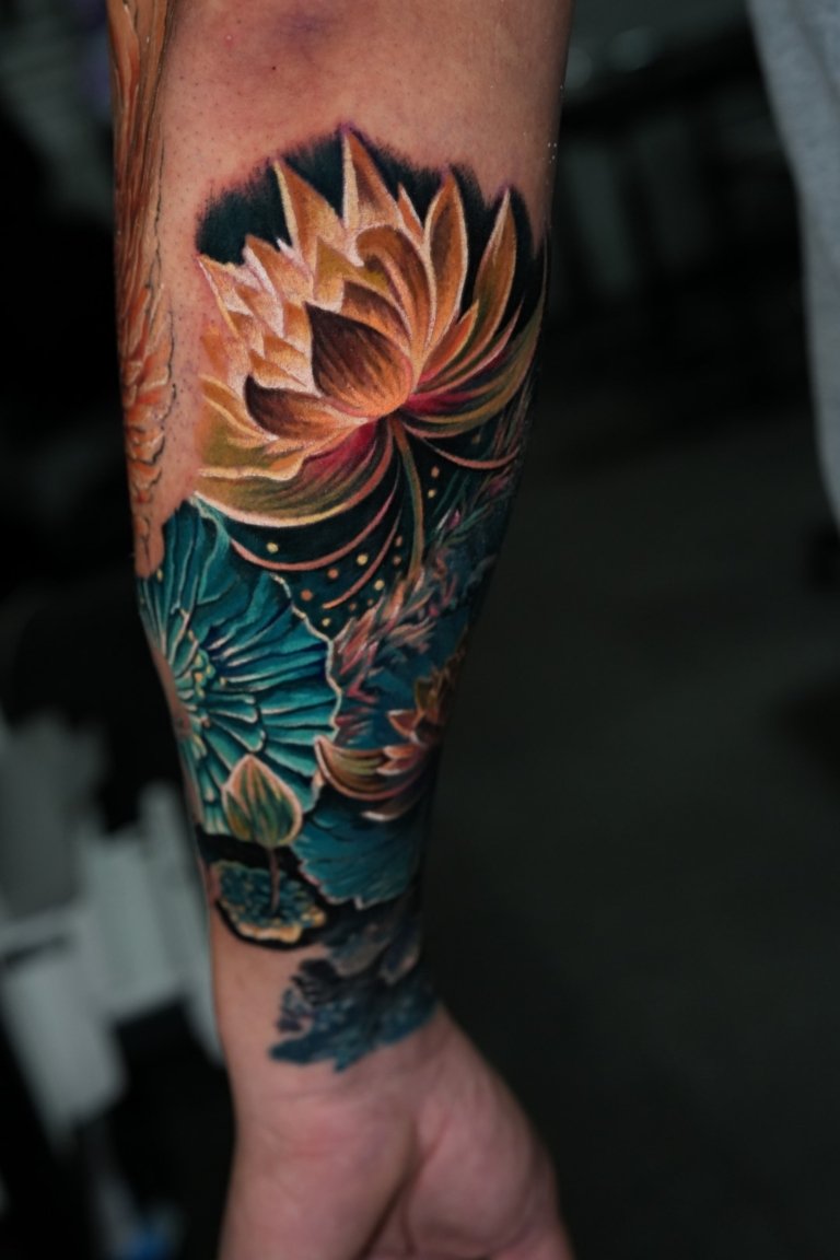 color tattoo on back arm