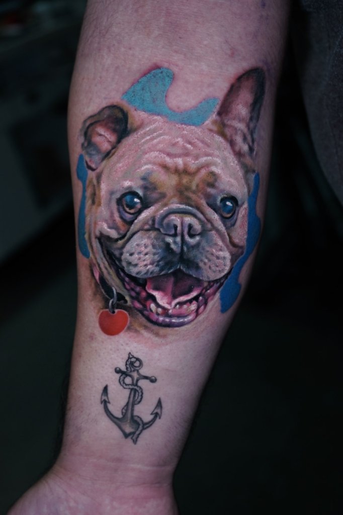 dog portrait tattoo half sleeve