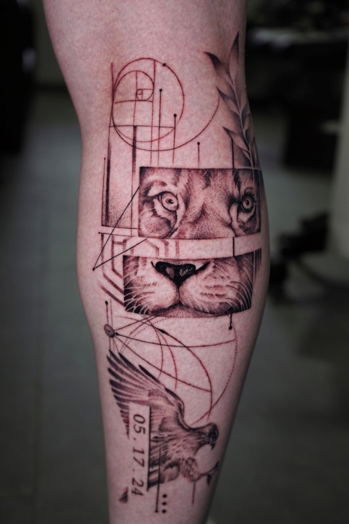 fine line tattoo on leg