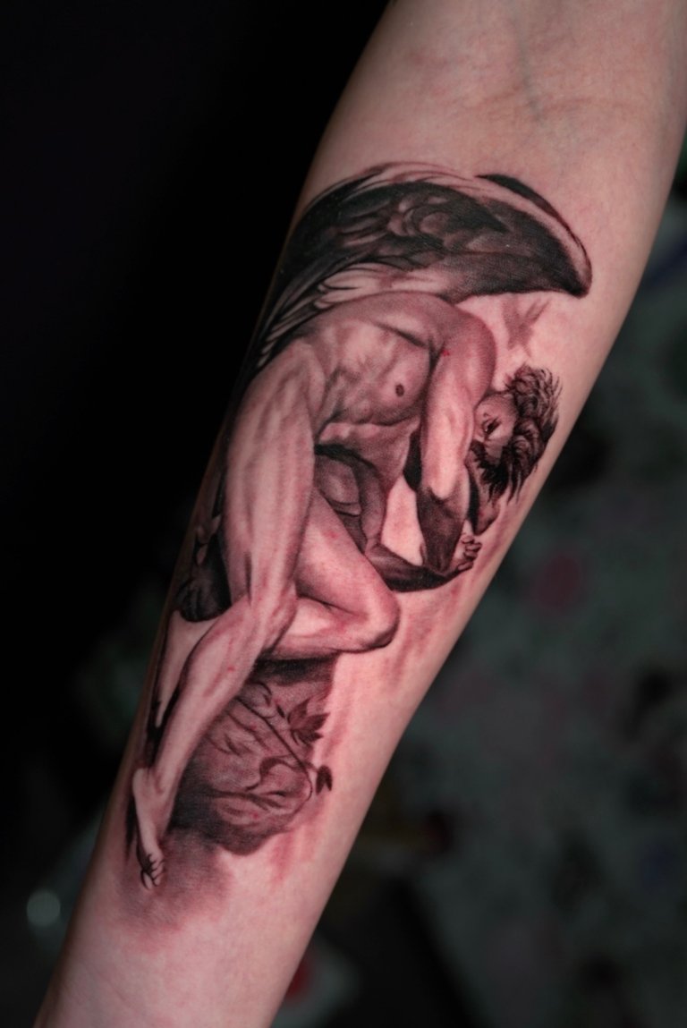realism tattoo with angel