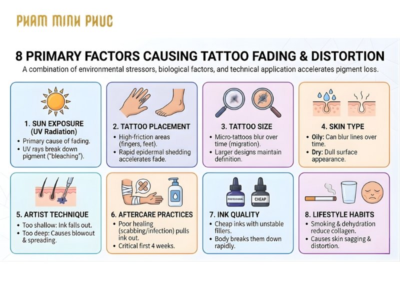 8 primary factors causing tattoo fading