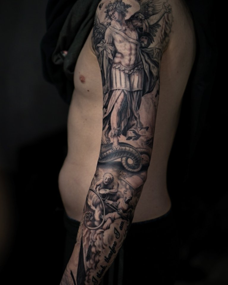 angel tattoo left sleeve