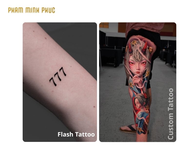 Flash tattoo and custom tattoo