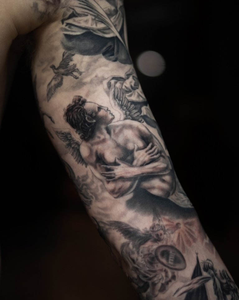 full arm angel tattoo