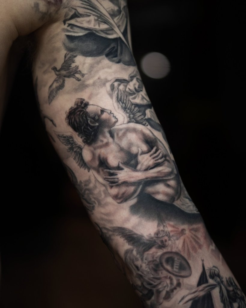 full arm angel tattoo