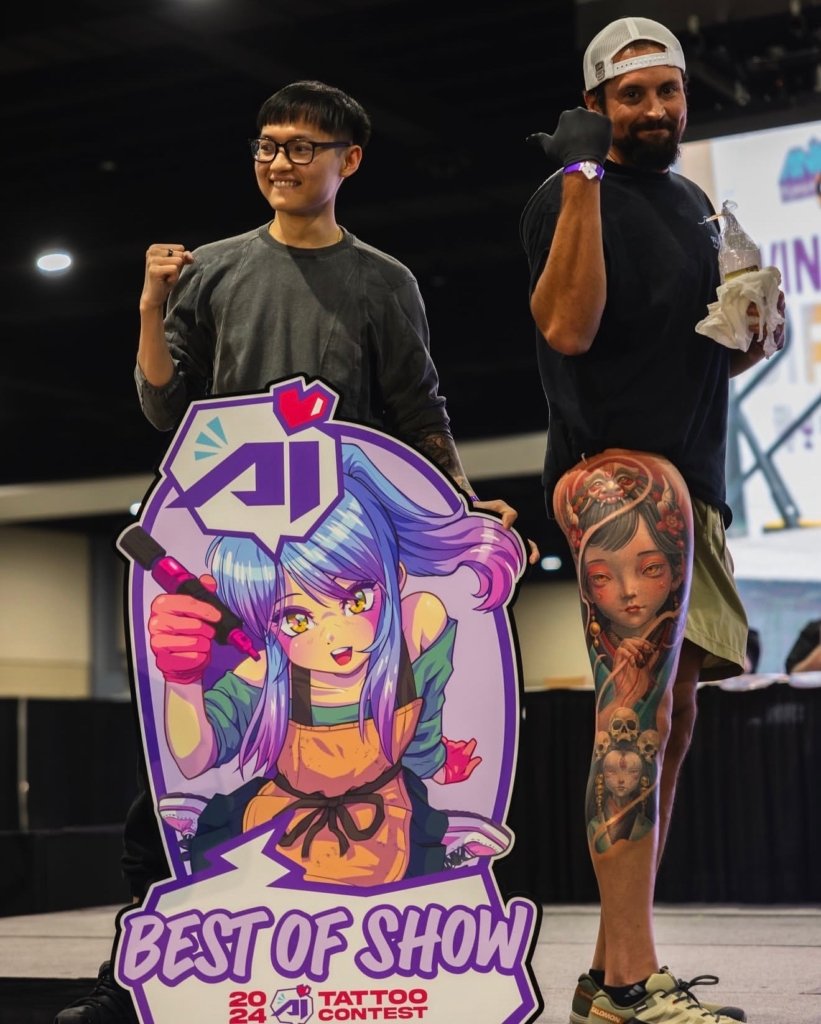 Minh Pham wins best of show anime tattoo
