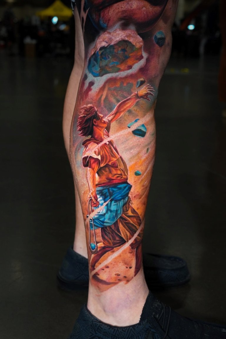 right leg fantasy tattoo