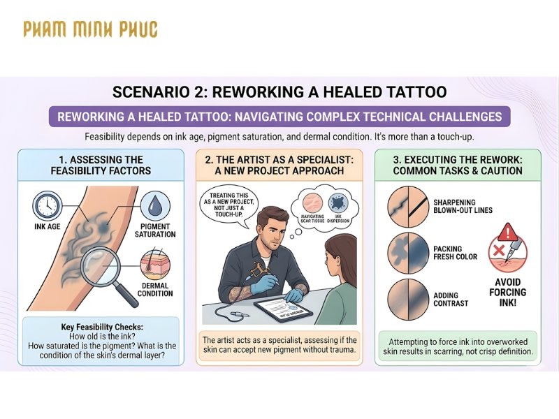 Alter for rewrorking a healed tattoo