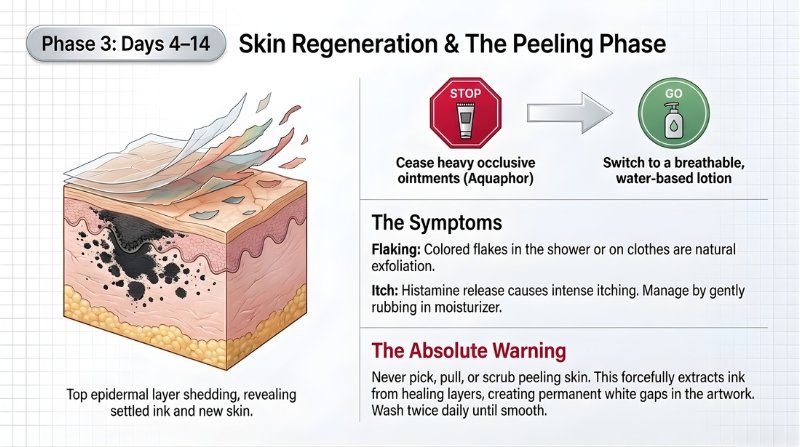 Day 4 to 14 in tattoo aftercare