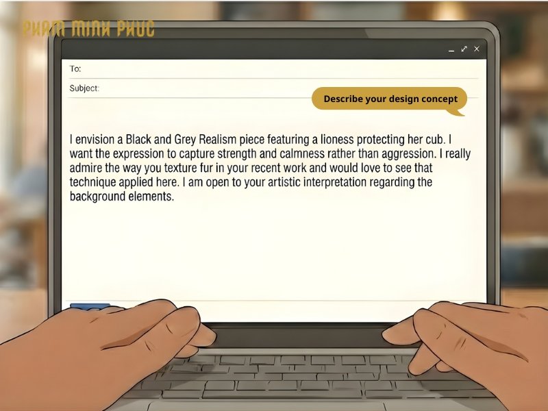 describe your tattoo design concept clearly when messaging