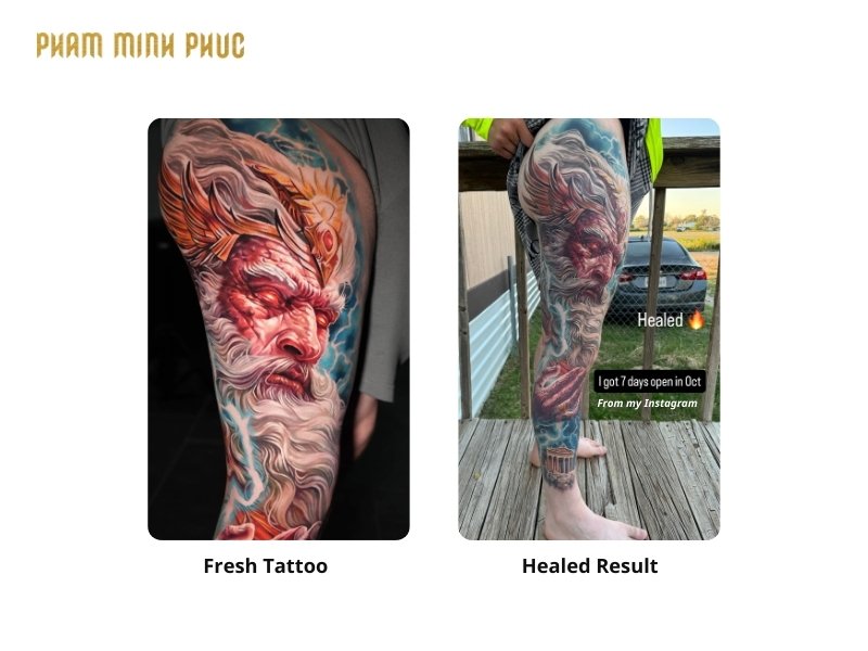 minh pham's fresh and healed tattoo
