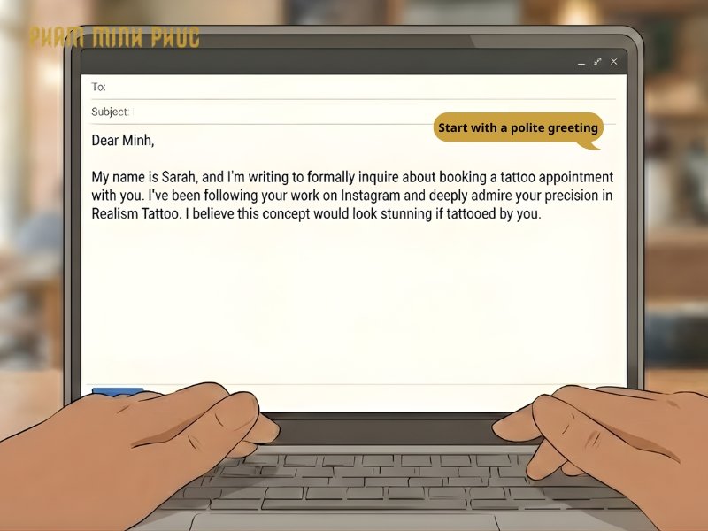 Start your message with a professional greeting