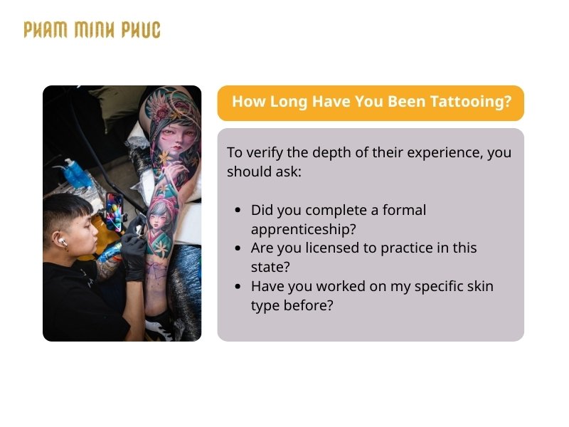 Questions to ask tattoo artist's experience