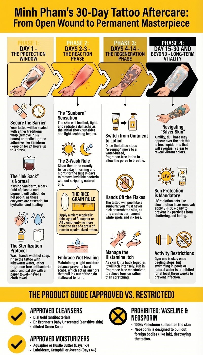 tattoo aftercare cheatsheet 30 days