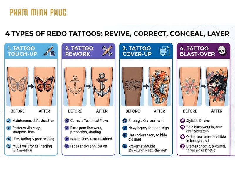 types of redo tattoo