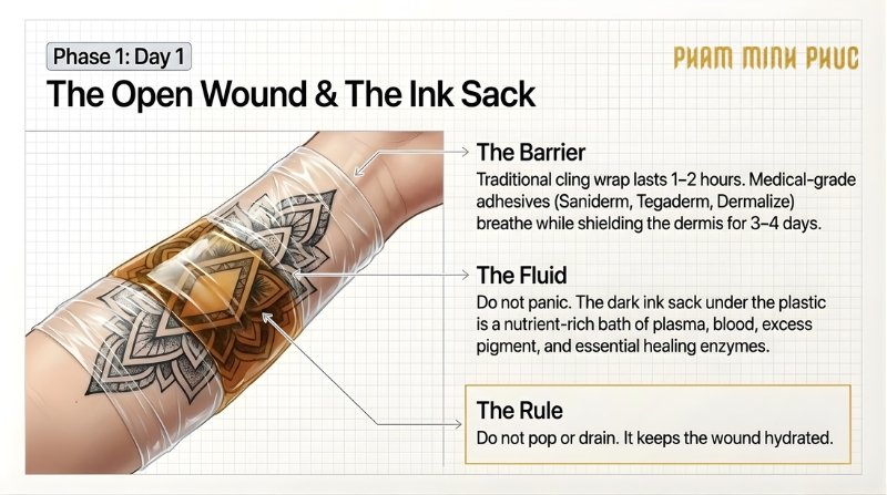 Your skin in first 24 hours of tattoo