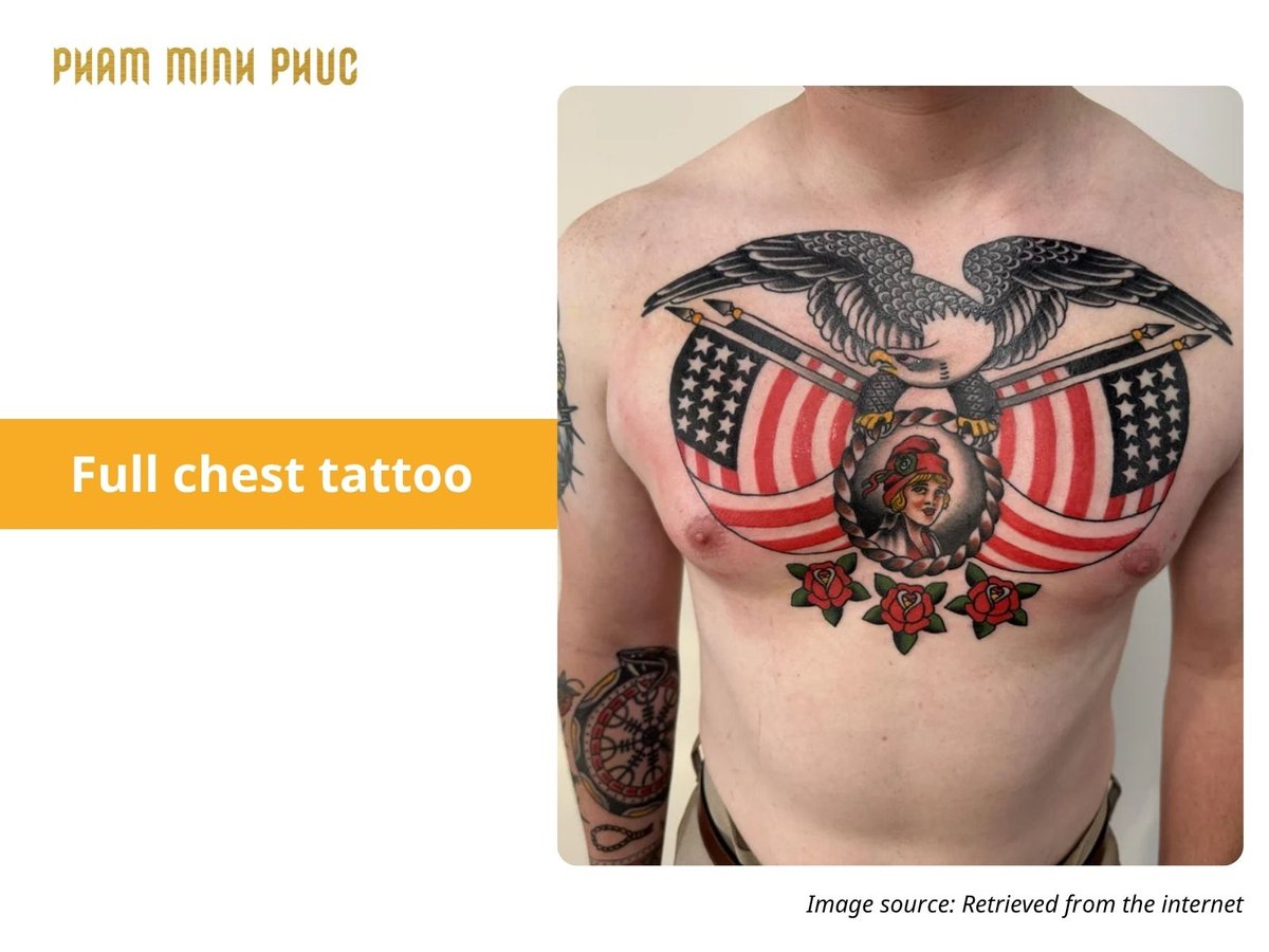 american eagle full chest tattoo