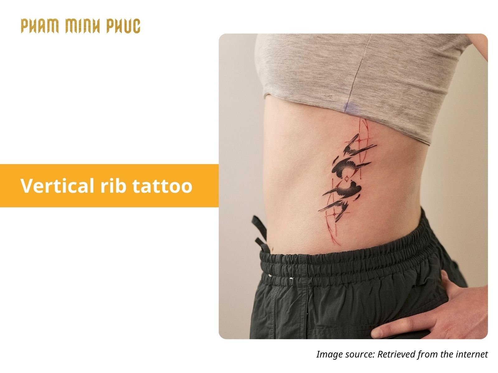 bird vertical rib tattoo