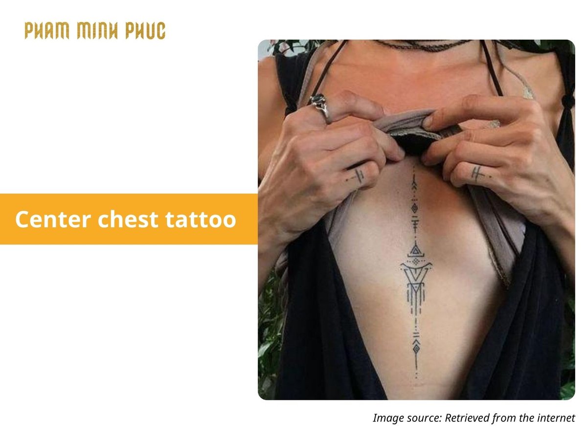 fineline center chest tattoo