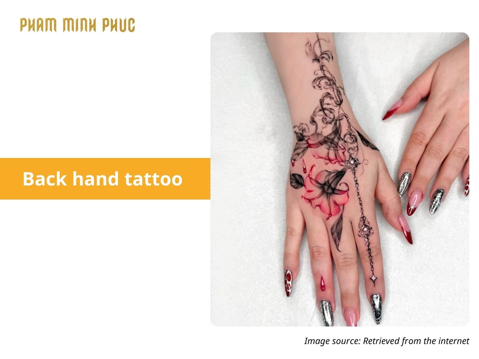 floral back hand tattoo