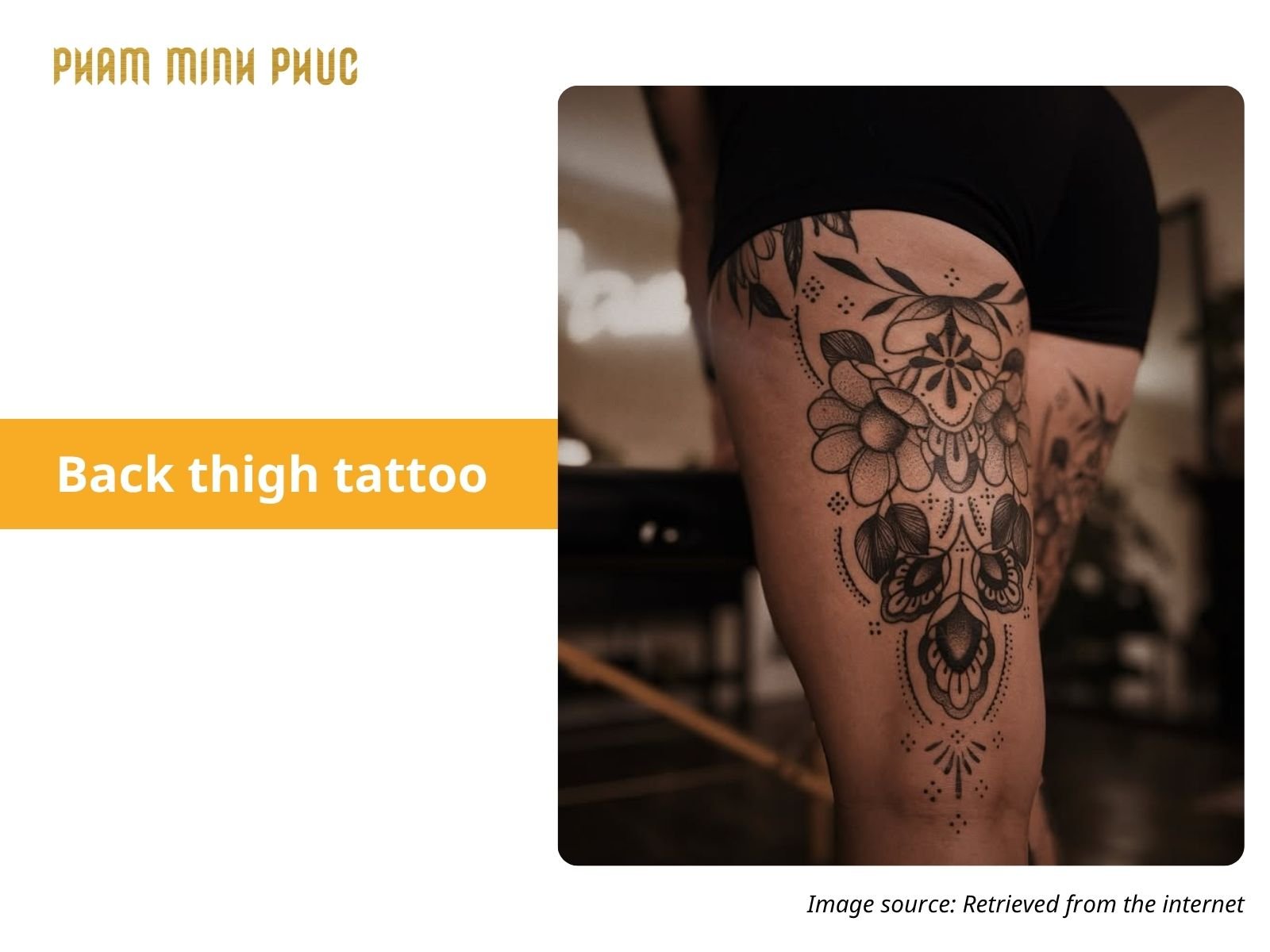 floral back thigh tattoo