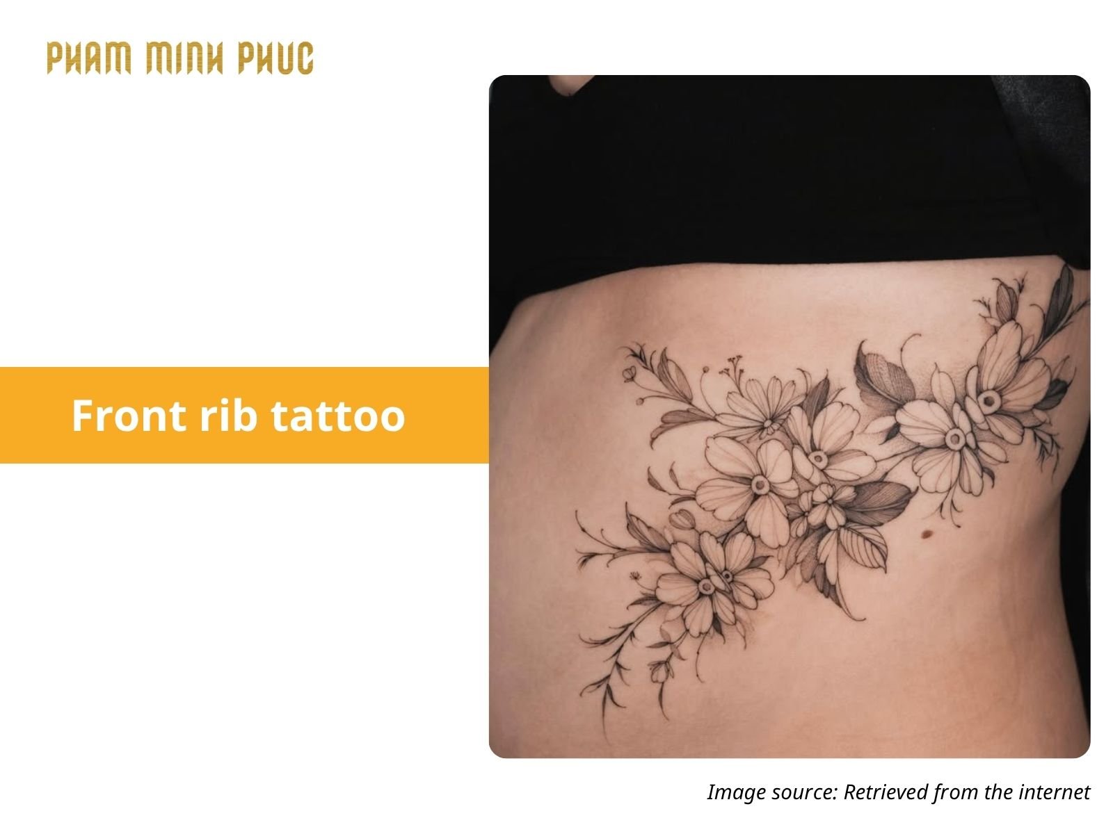 floral front rib tattoo