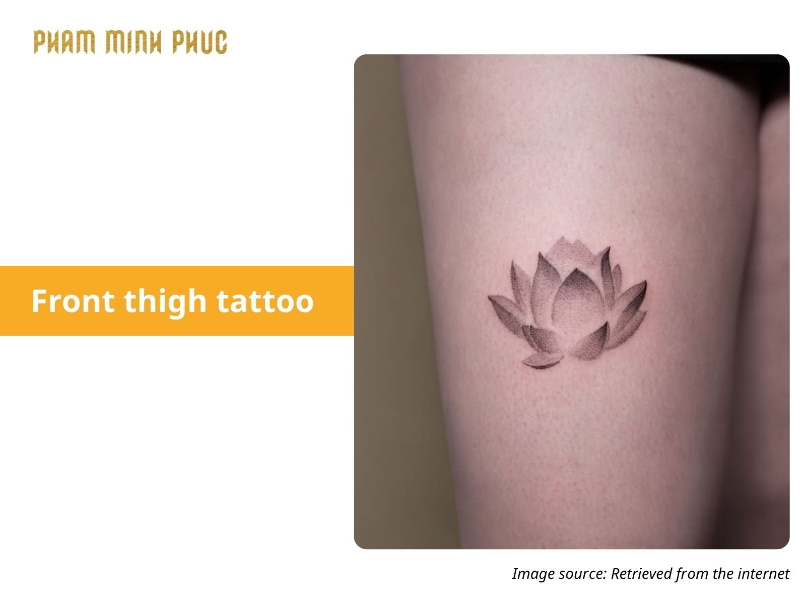 floral front thigh tattoo