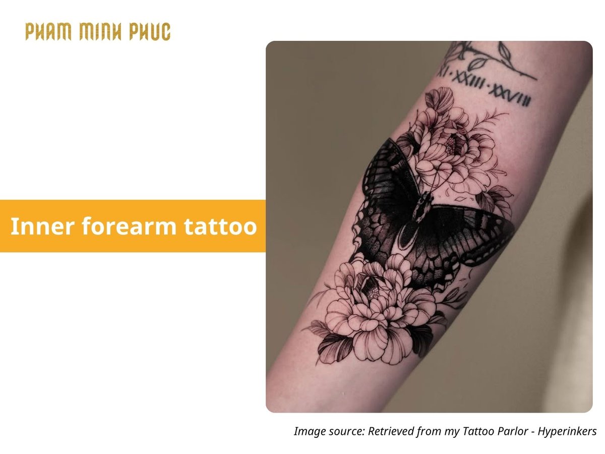 floral inner forearm tattoo idea