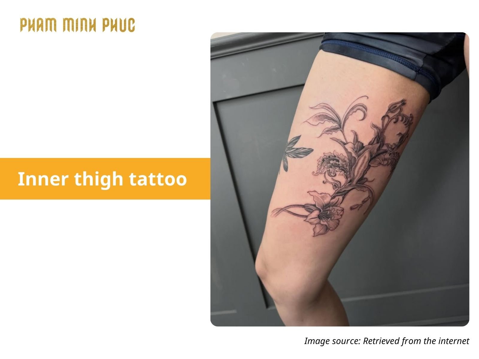 floral inner thigh tattoo