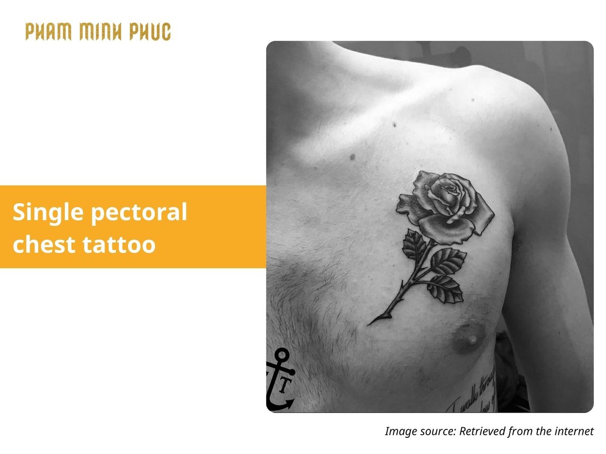 floral left pectoral chest tattoo