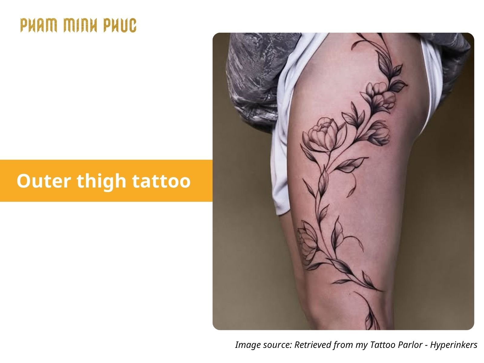 floral outer thigh tattoo