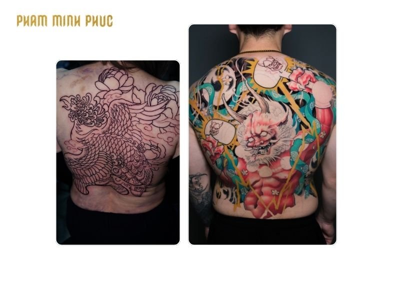 Full back tattoo placement