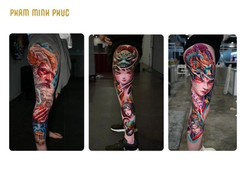full leg tattoo placement