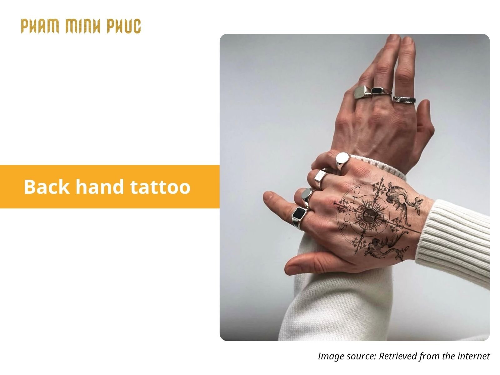 geometric back hand tattoo