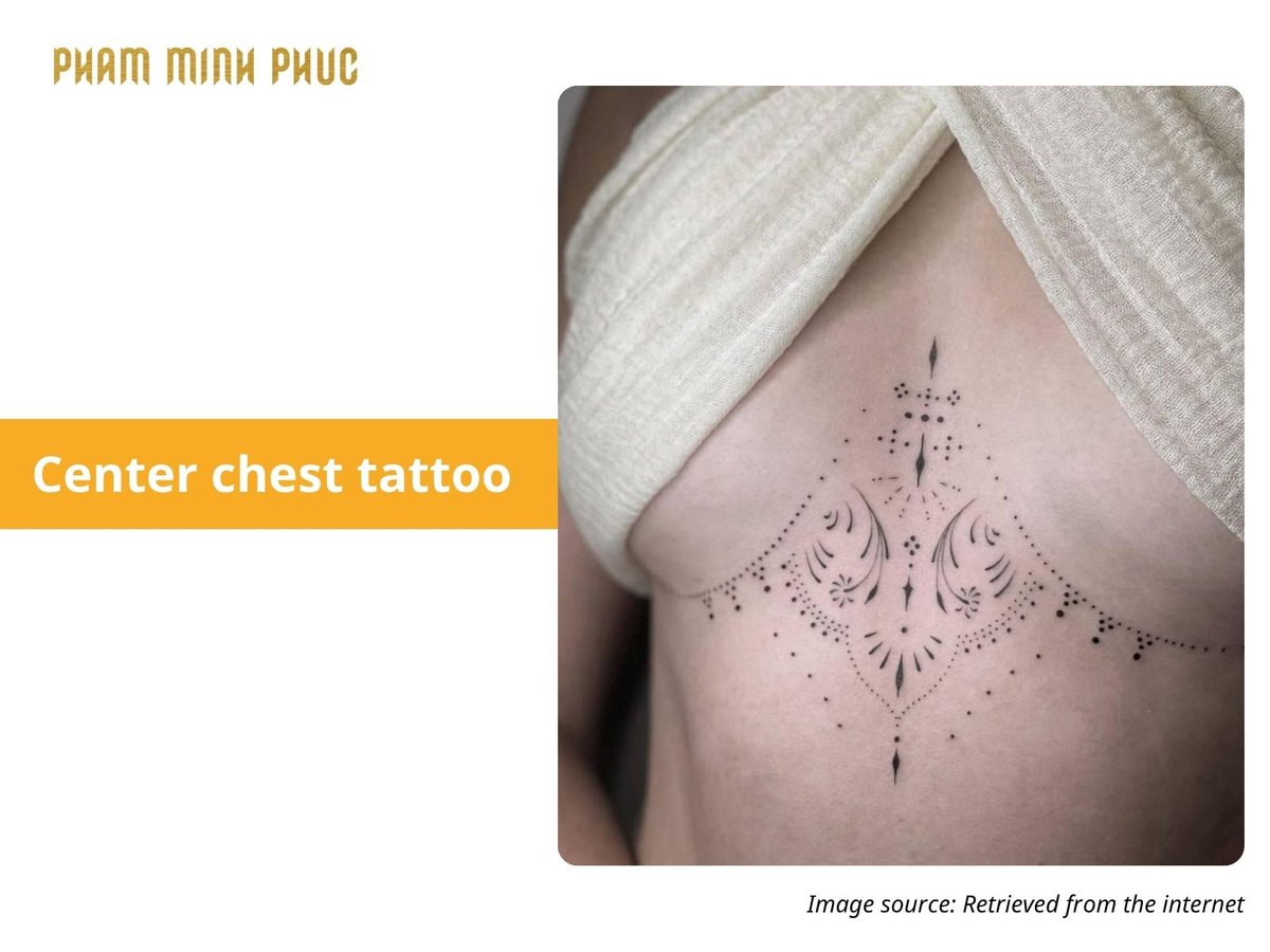 geometric center chest tattoo