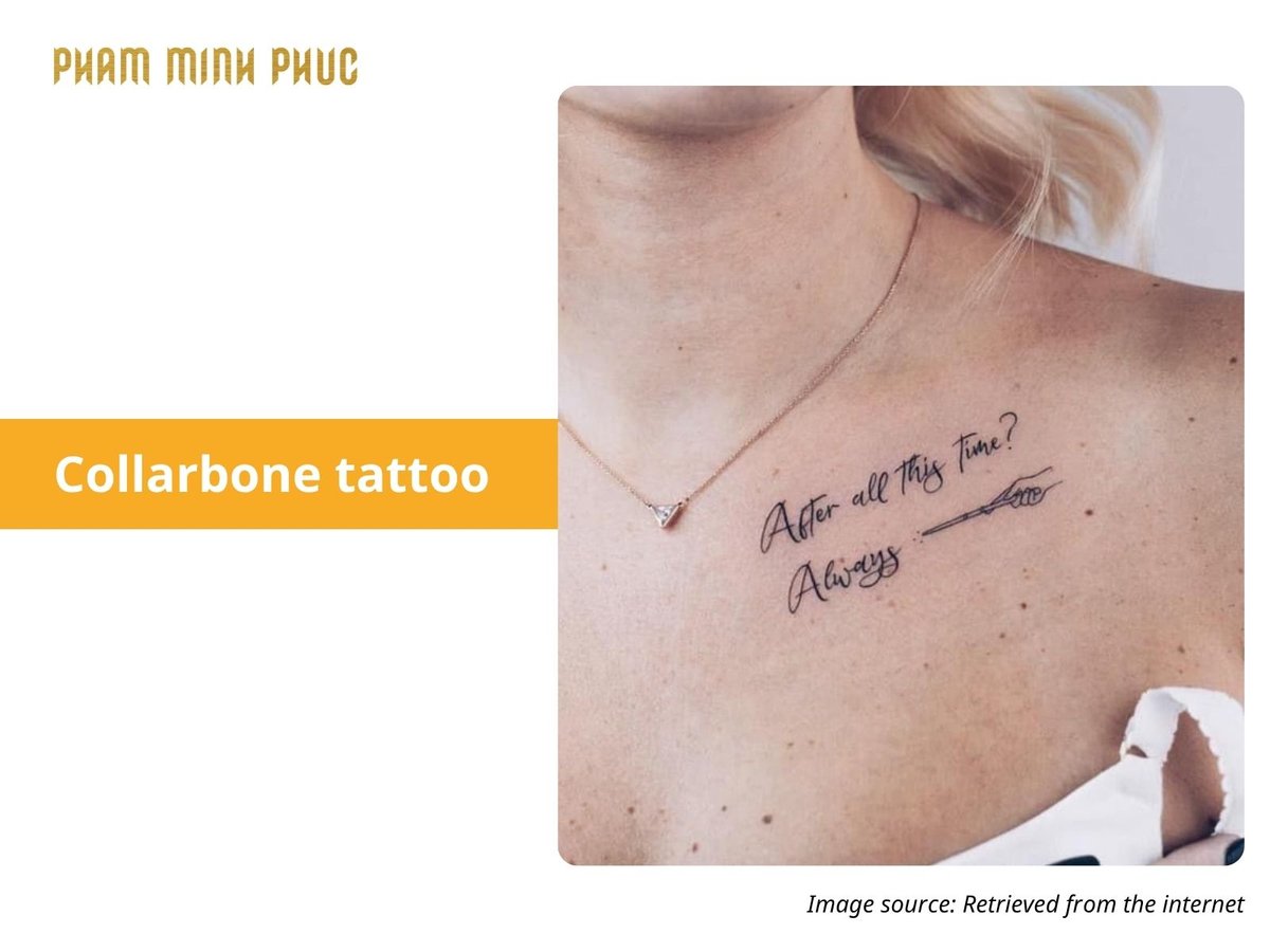 Letter collarbone tattoo