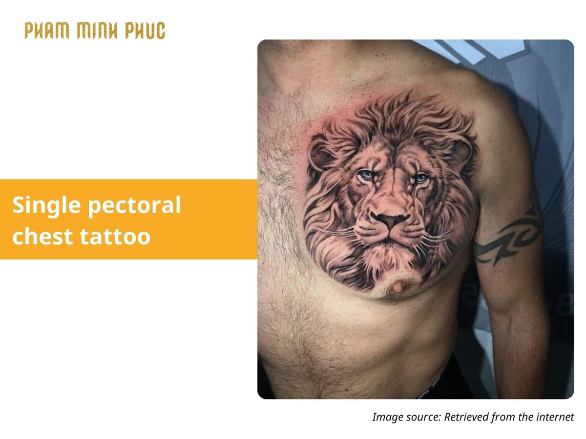 lion left pectoral chest tattoo