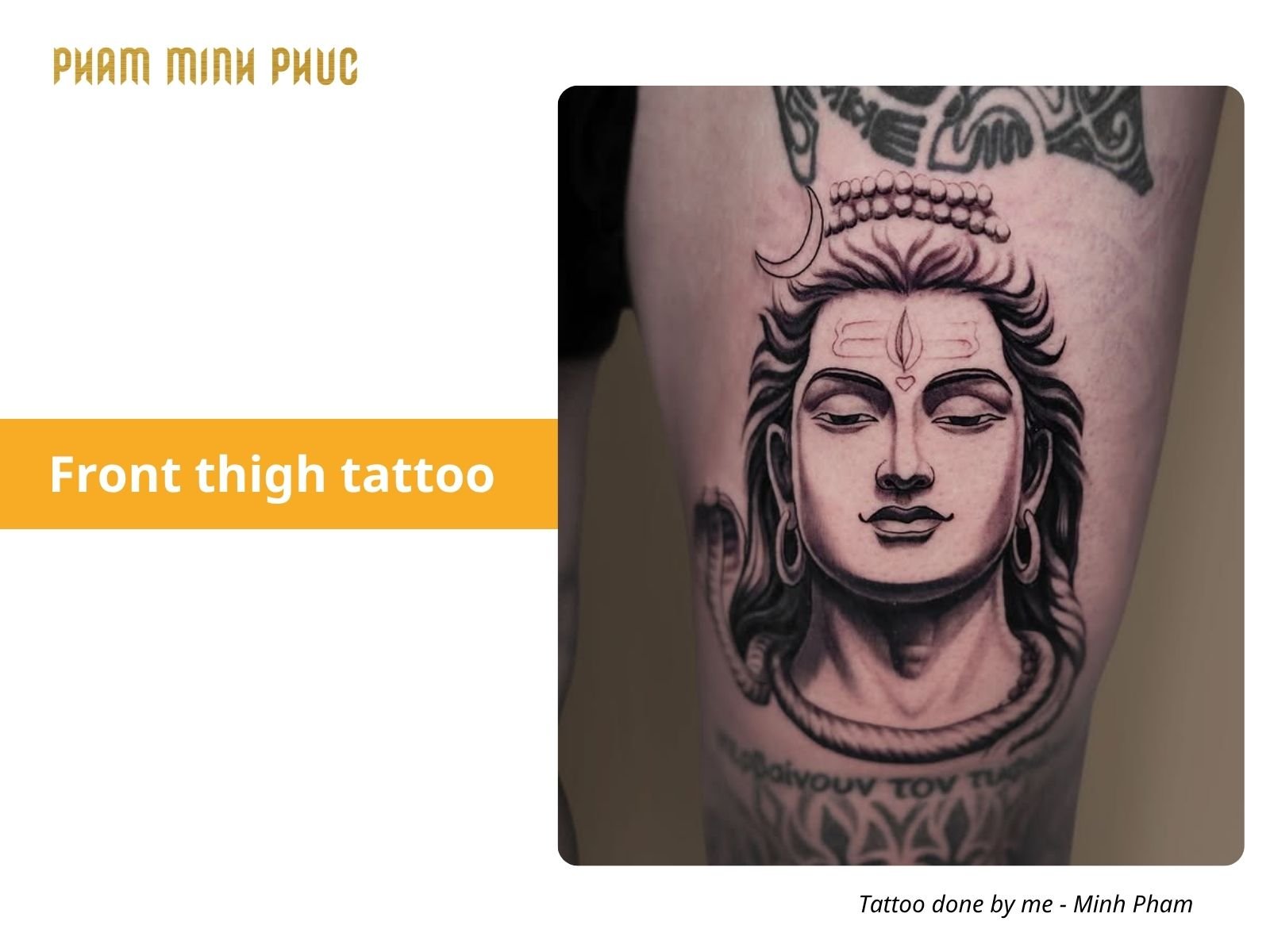 portrait front thigh tattoo