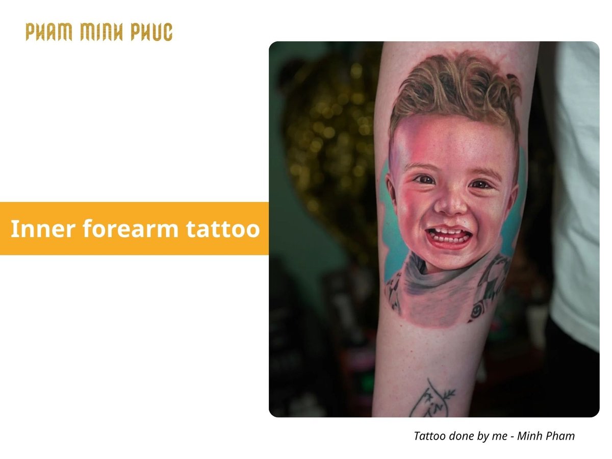 portrait inner forearm tattoo