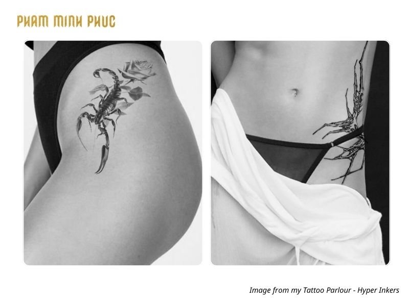 the front hip tattoo idea for women