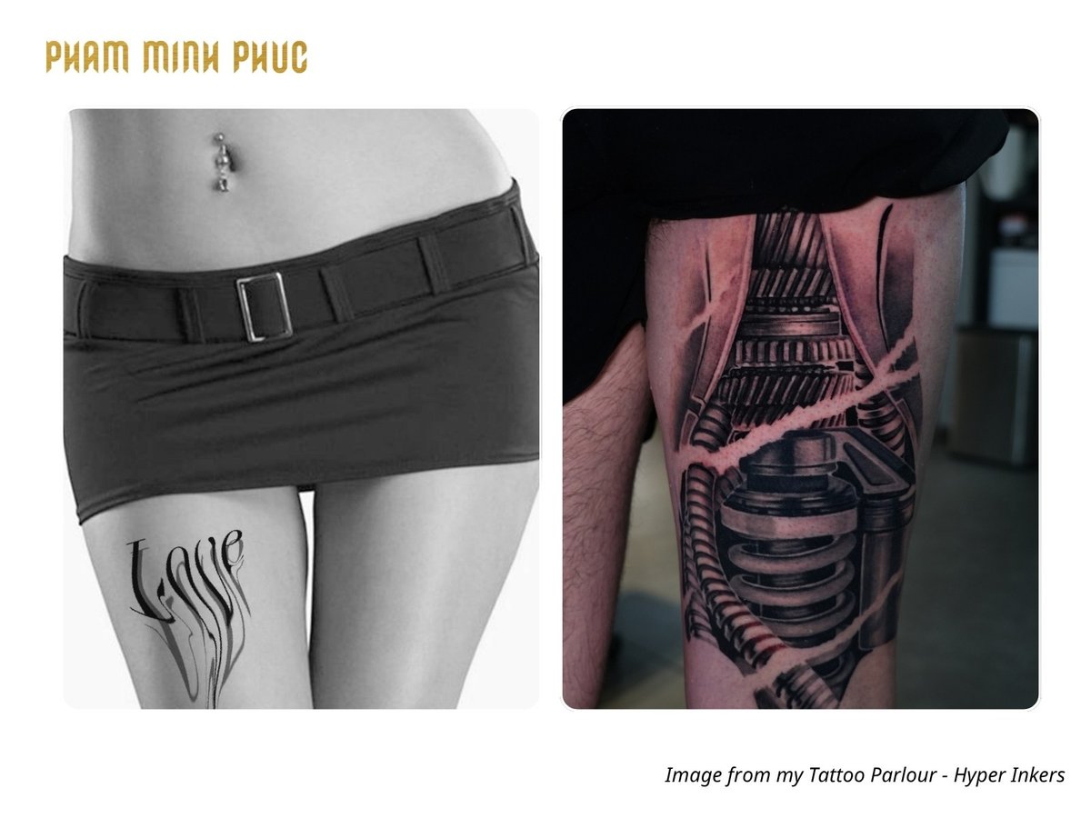the front thigh tattoo placement