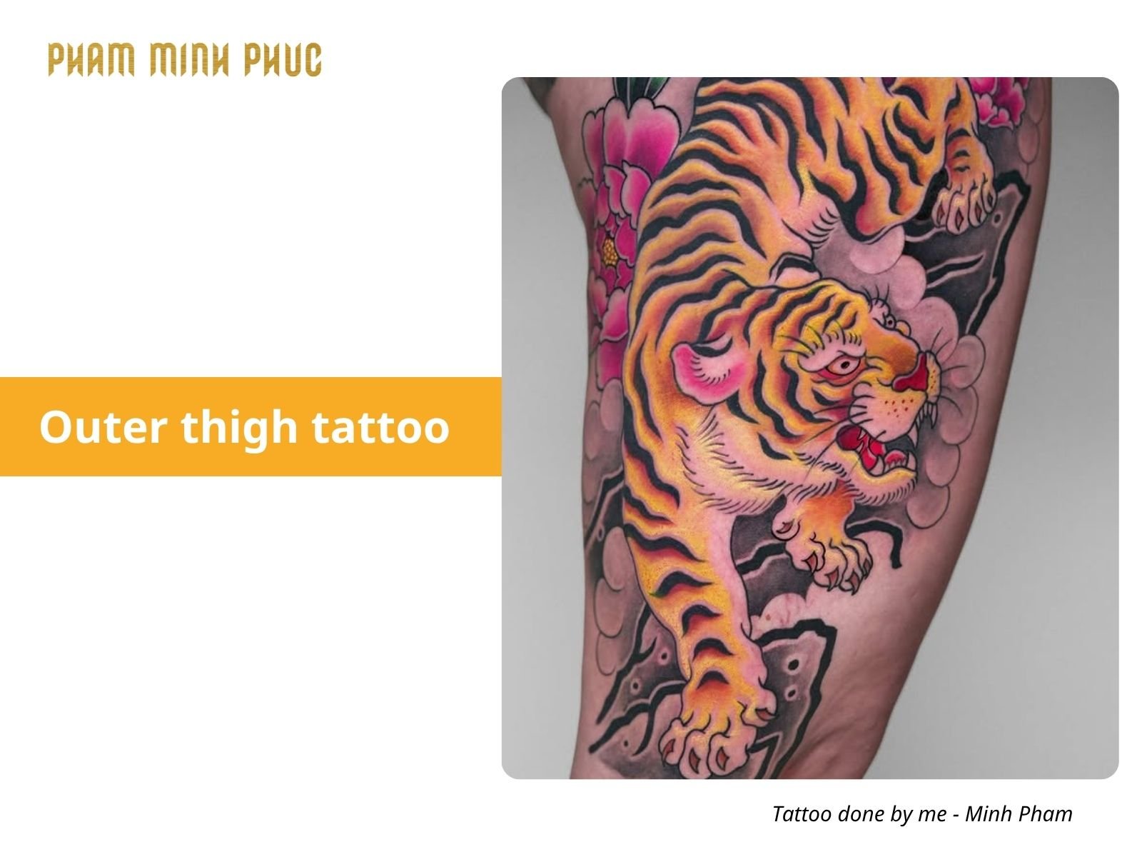 tiger outer thigh tattoo
