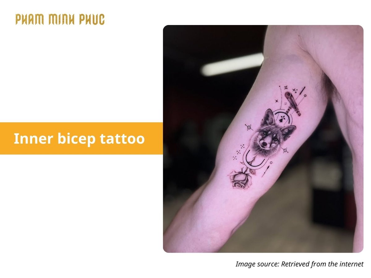 wolf inner bicep tattoo