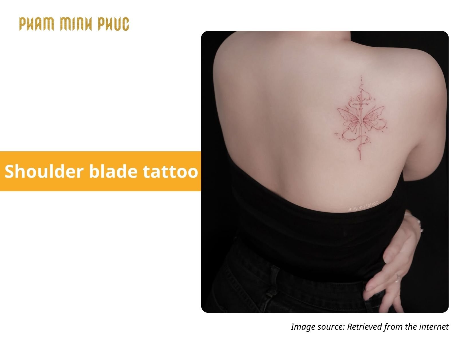 fineline butterfly shoulder blade tattoo
