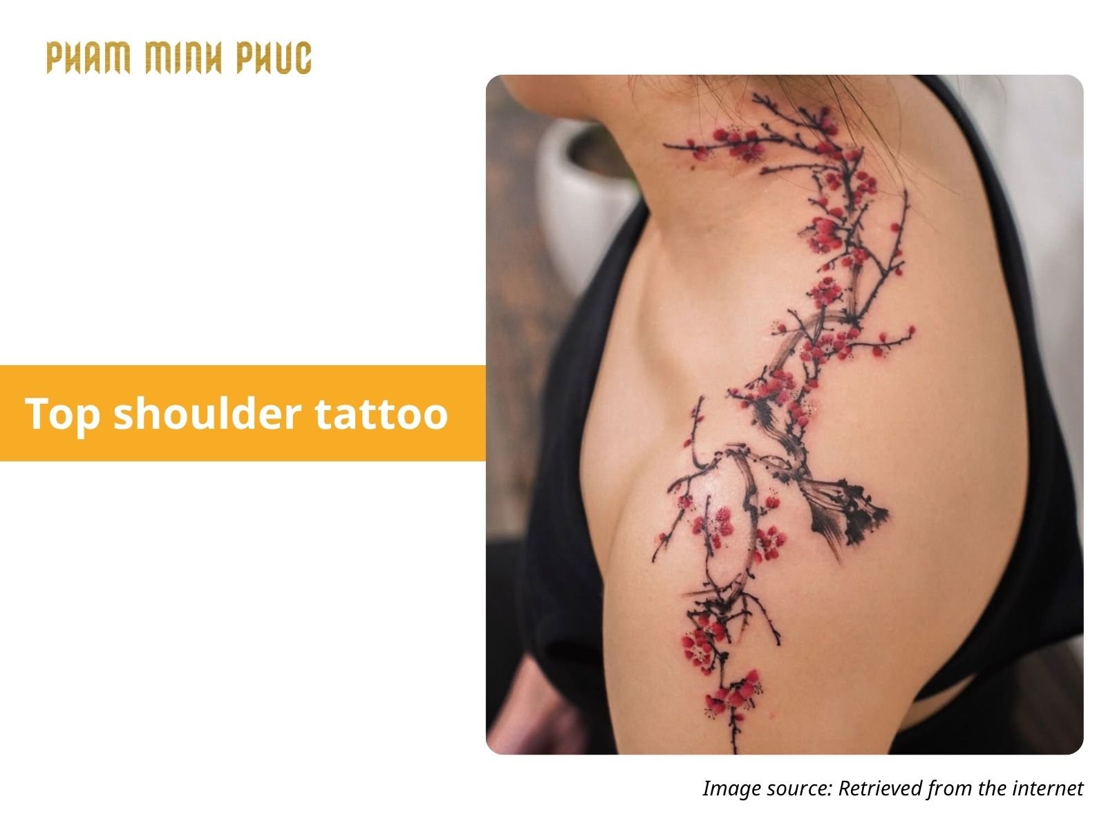 cherry blossom top shoulder tattoo