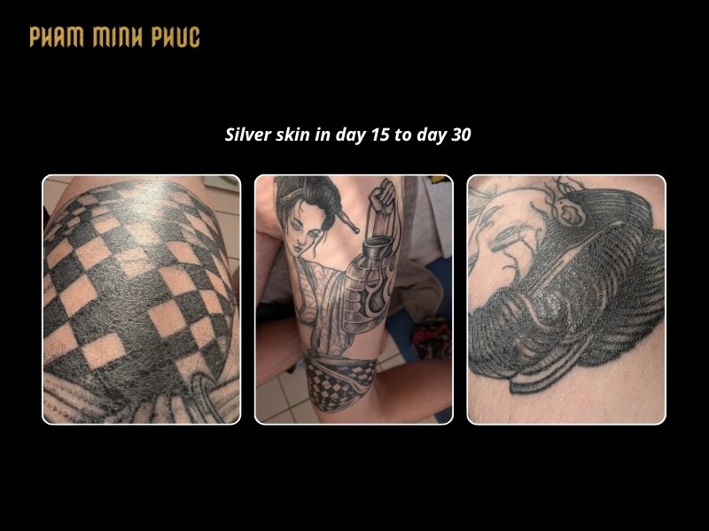 Silver skin in day 15 to day 30 tattoo healing