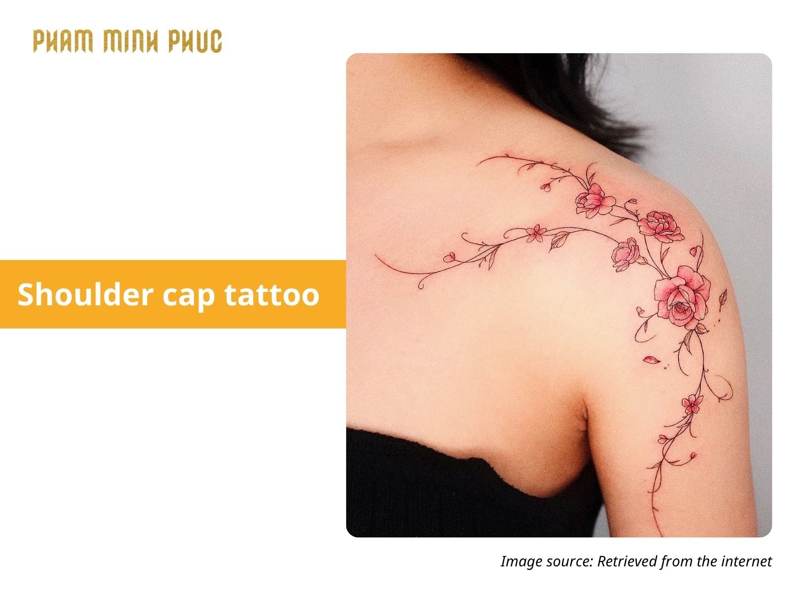 flower fineline shoulder cap tattoo