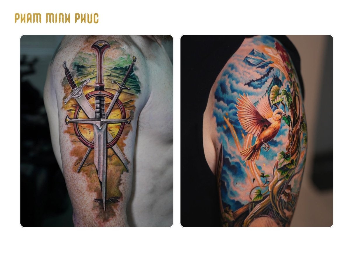 Color half sleeve tattoo placement