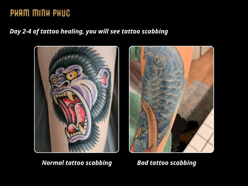 scabbing in day 2 to day 4 tattoo healing